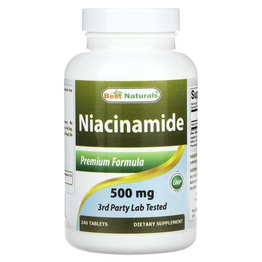 Основне фото товара Best Naturals, Niacinamide 500 mg, Ніацинамід, 240 таблеток