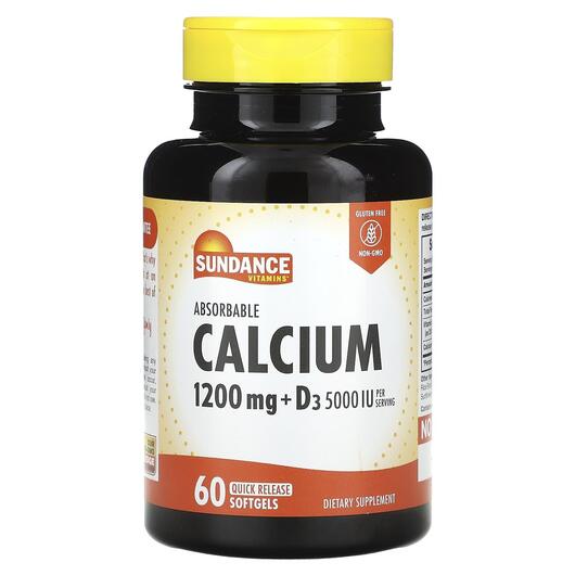 Основне фото товара Sundance Vitamins, Absorbable Calcium + D3, Кальцій, 60 капсул