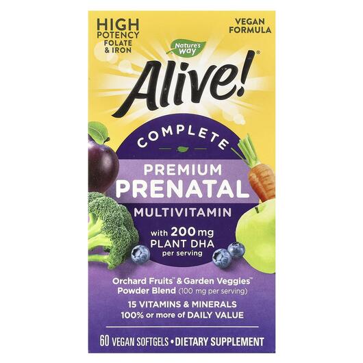 Основне фото товара Alive! Premium Prenatal, Вітаміни для вагітних, 60 таблеток