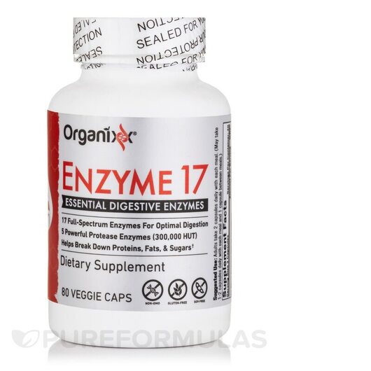 Основне фото товара Organixx, Enzyme 17, Ферменти, 80 капсул