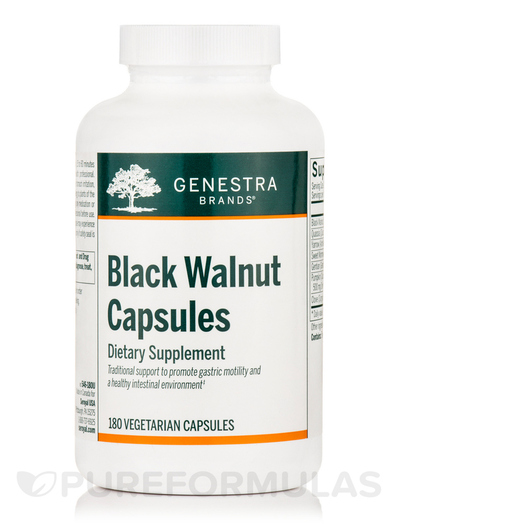 Основне фото товара Genestra, Black Walnut, Чорний Горіх, 180 капсул