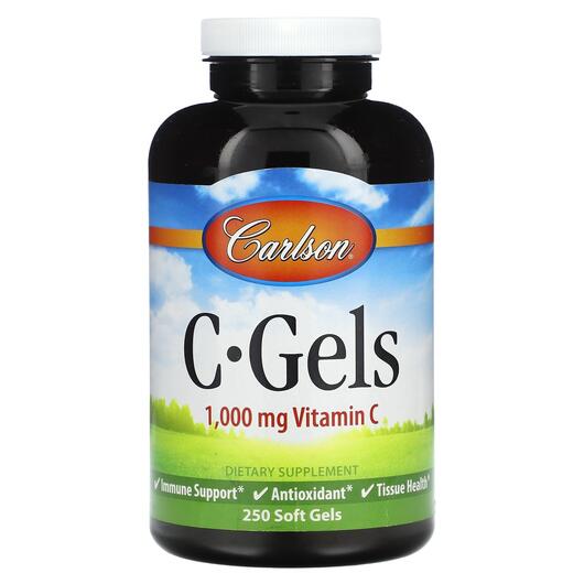 Основне фото товара Carlson, C-Gels 1000 mg, Вітамін C, 250 капсул