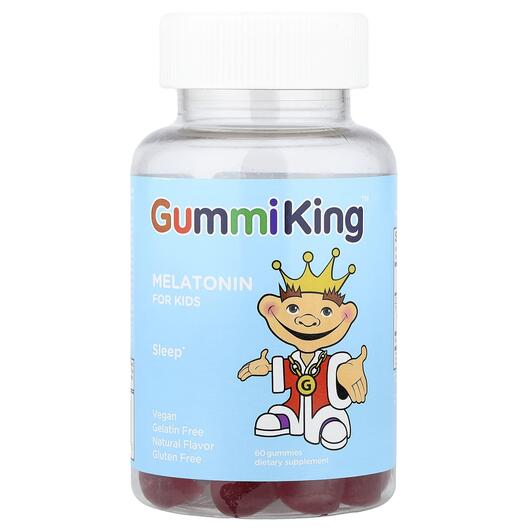 Основне фото товара GummiKing, Melatonin for Kids Strawberry, Мелатонін, 60 таблеток