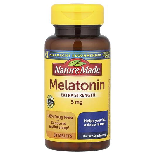 Основне фото товара Nature Made, Melatonin 5 mg, Мелатонін, 90 таблеток