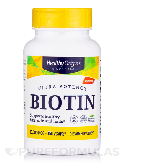 Основне фото товара Healthy Origins, Biotin 10000 mcg, Вітамін B7 Біотин, 150 капсул