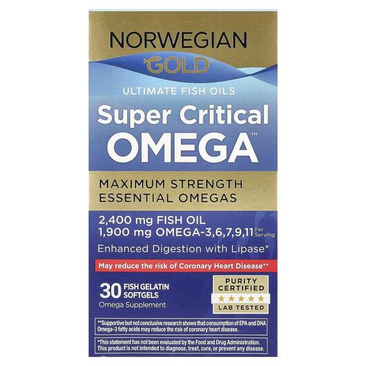 Основне фото товара Super Critical Omega Orange Flavor, Омега 3, 30 Enteric-Coated So