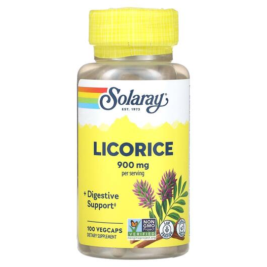 Основне фото товара Solaray, Licorice 450 mg, Лакриця 450 мг, 100 капсул