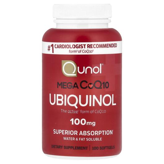 Основне фото товара Qunol, Mega CoQ10 Ubiquinol 100 mg, Коензим CoQ10, 100 капсул