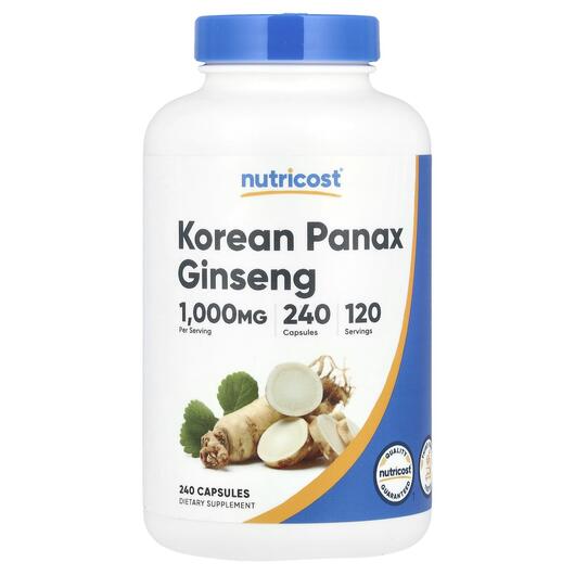 Основне фото товара Korean Red Ginseng 1000 mg, Женьшень звичайний, 240 капсул