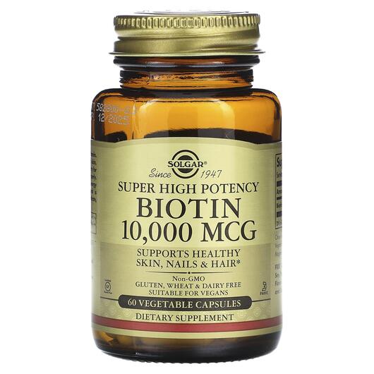 Основне фото товара Super High Potency Biotin 10000 mcg, Вітамін B7 Біотин, 60 капсул