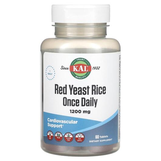 Основне фото товара KAL, Red Yeast Rice 1200 mg, Червоний дріжджовий рис, 60 таблеток