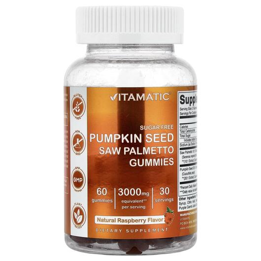 Основне фото товара Pumpkin Seed Saw Palmetto Gummies Raspberry, Со Пальметто, 60 таб