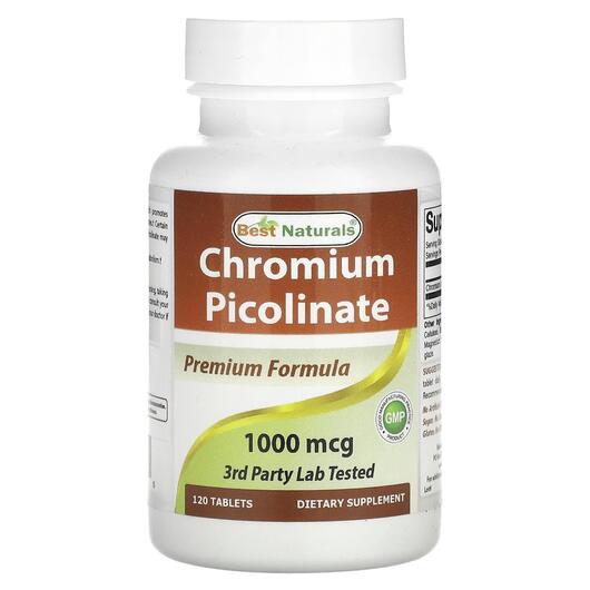 Основне фото товара Best Naturals, Chromium Picolinate 1000 mcg, Хром, 120 таблеток