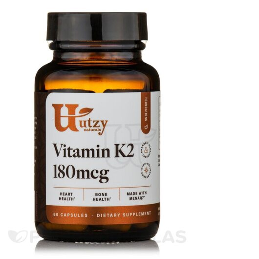 Основне фото товара Utzy Naturals, Vitamin K2 180 mcg, Вітамін K Філохінон, 60 капсул
