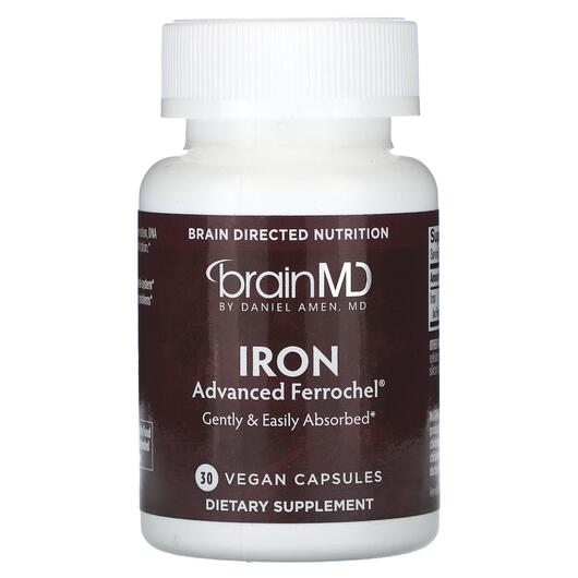 Основне фото товара BrainMD, Iron, Залізо, 30 капсул
