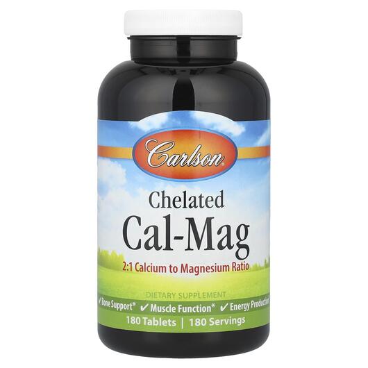Основне фото товара Chelated Cal-Mag 2:1, Хелатний Магній та Кальцій, 180 таблеток