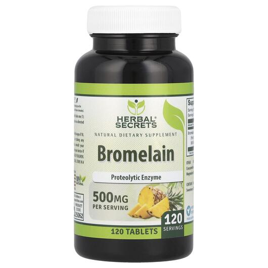Основне фото товара Herbal Secrets, Bromelain 500 mg, Бромелайн, 120 таблеток
