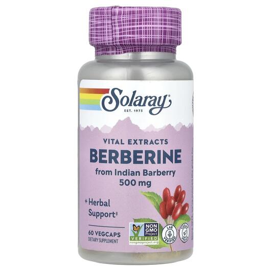 Основне фото товара Solaray, Berberine 500 mg, Берберин 500 мг, 60 капсул