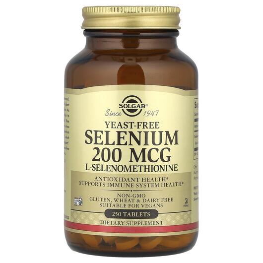 Основне фото товара Solgar, Yeast-Free Selenium 200 mcg, Селен, 250 таблеток