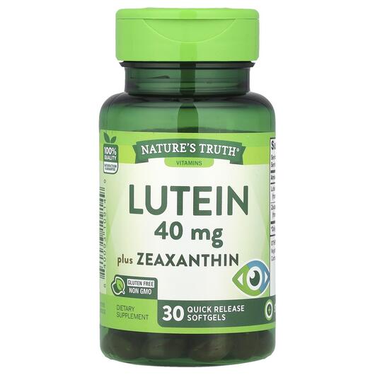 Основне фото товара Nature's Truth, Lutein Plus Zeaxanthin 40 mg, Лютеїн, 30 кап