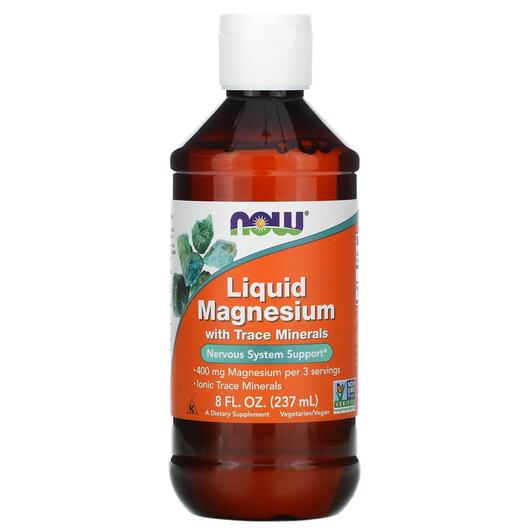 Основне фото товара NOW, Liquid Magnesium with Trace Minerals, Магній, 237 мл