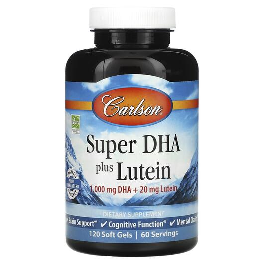 Основне фото товара Carlson, Super DHA plus Lutein, ДГК плюс лютеїн, 120 капсуд