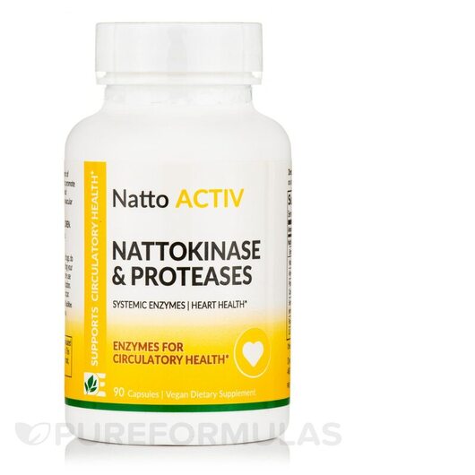 Основне фото товара Natto Activ Nattokinase & Proteases, Наттокіназа, 90 капсул