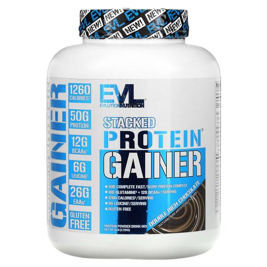 Основне фото товара Stacked Protein Gainer Double Rich Chocolate, Вуглеводи та білок,