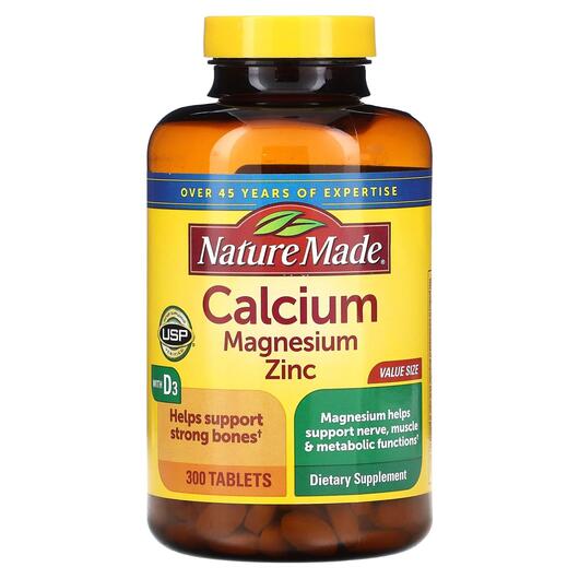Основне фото товара Calcium Magnesium Zinc with, Кальцій Магній Цинк та D3, 300 табле