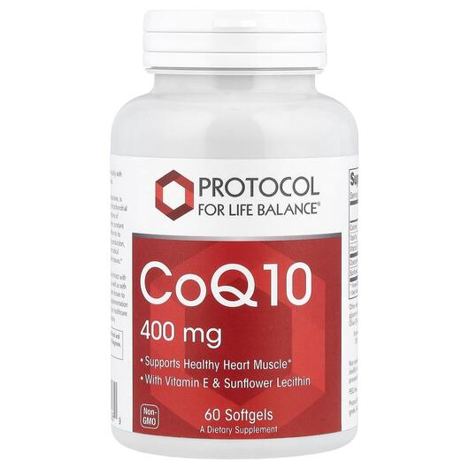 Основне фото товара Protocol for Life Balance, CoQ10 400 mg, Коензим CoQ10, 60 капсул