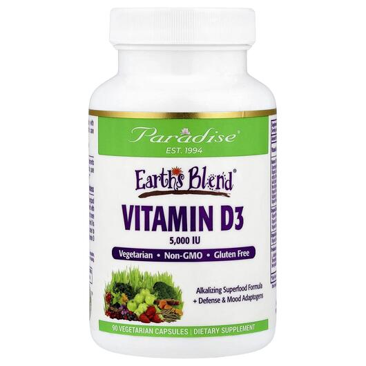 Основне фото товара Earth's Blend Vitamin D3 5000, Вітамін D3 Холекальциферол, 9