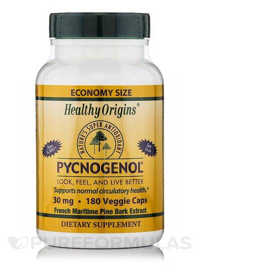 Основне фото товара Healthy Origins, Pycnogenol 30 mg, Пікногенол, 180 капсул