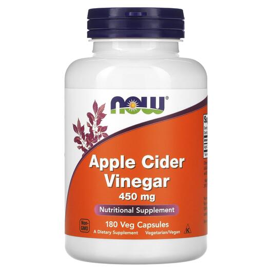 Основне фото товара NOW, Apple Cider Vinegar 450 mg, Яблучний оцет 450 мг, 180 капсул