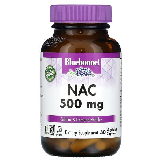 Основне фото товара Bluebonnet Nutrition, NAC 500 mg, N-ацетилцистеїн, 30 капсул