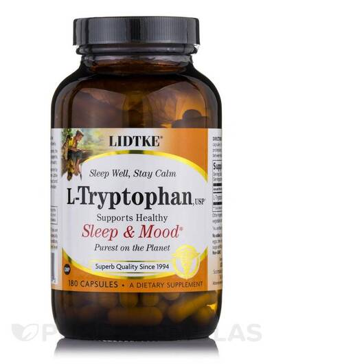 Основне фото товара Lidtke, L-Tryptophan 500 mg, L-Триптофан, 180 капсул