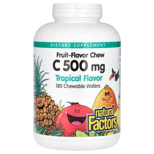 Основне фото товара Natural Factors, C 500 mg, Витамин C, 180 цукерок