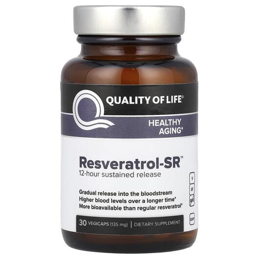 Основне фото товара Quality of Life, Resveratrol-SR, Ресвератрол 150 мг, 30 капсул