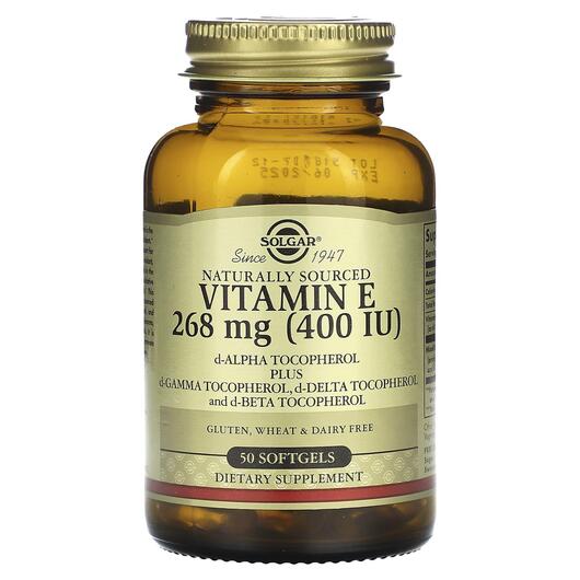 Основне фото товара Naturally Sourced Vitamin E 268 mg, Вітамін E Токофероли, 50 капс