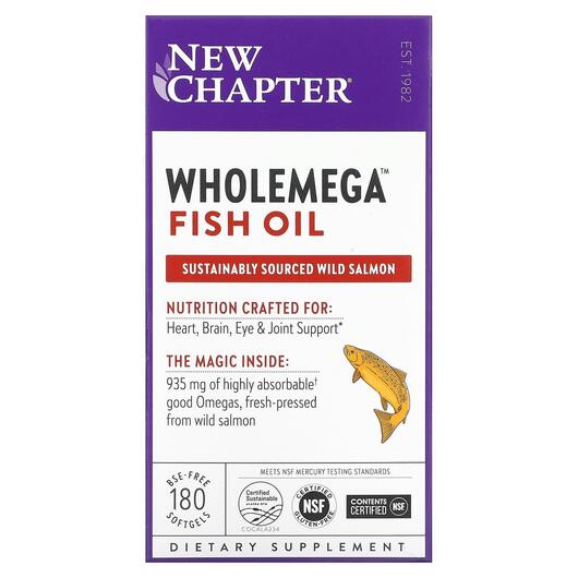 Основне фото товара Wholemega Fish Oil, Риб'ячий жир з Лосося 1000 мг, 180 капсу