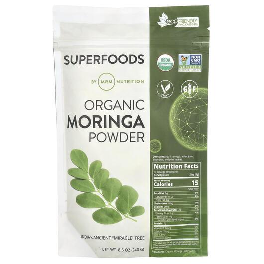 Основне фото товара MRM, Raw Organic Moringa, Морінга в порошку, 240 г