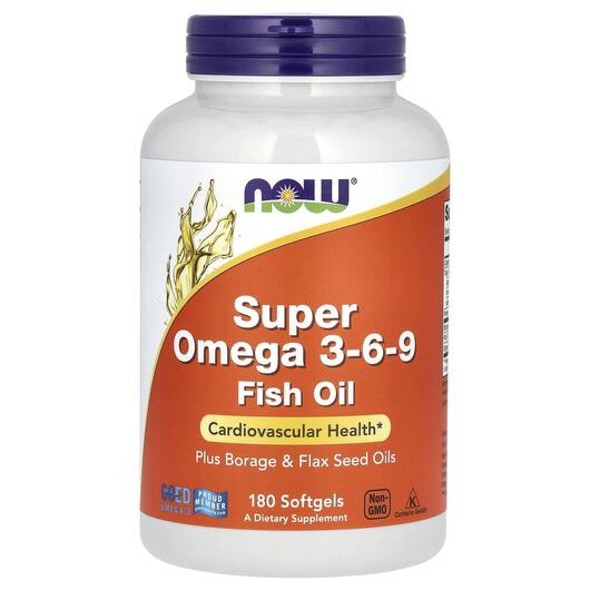Основне фото товара NOW, Super Omega 3-6-9, Супер Омега 3-6-9 1200 мг, 180 капсул