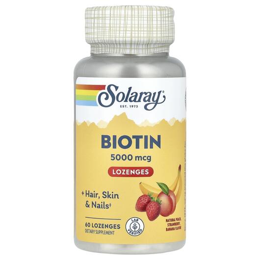 Основне фото товара Biotin Peach Strawberry Banana, Біотин 5000 мкг, 60 пастилок