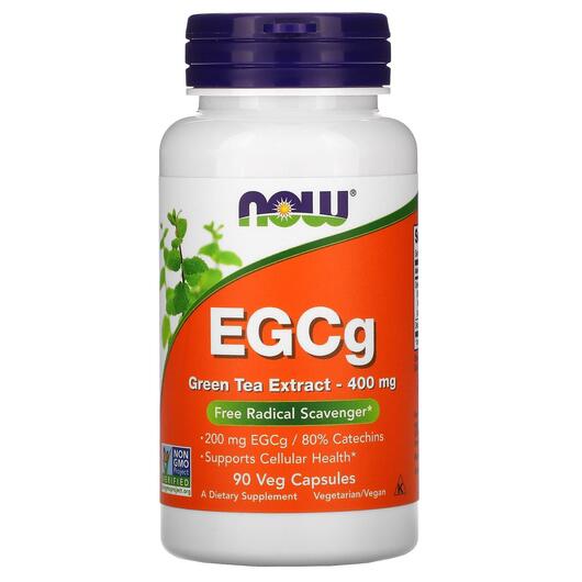 Основне фото товара NOW, EGCg 400 mg, Екстракт зеленого чаю 400 мг, 90 капсул