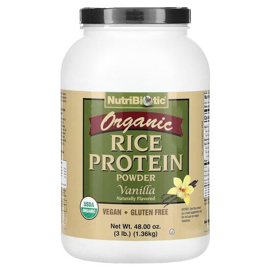 Основне фото товара Organic Rice Protein Powder Vanilla, Рисовий протеїн, 1.36 кг