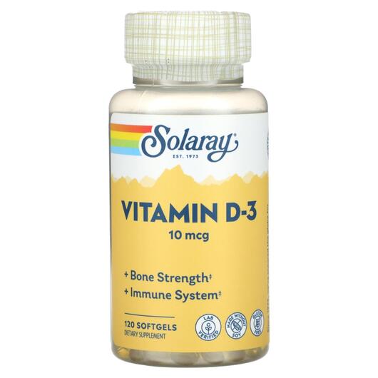 Основне фото товара Vitamin D-3 10 mcg, Вітамін D3 Холекальциферол, 120 капсул