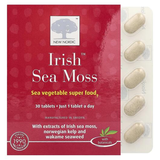Основне фото товара New Nordic, Irish Sea Moss, Ірландський морський мох, 30 таблеток