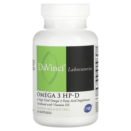Основне фото товара DaVinci Laboratories, Omega 3 HP-D, Омега 3, 60 капсул