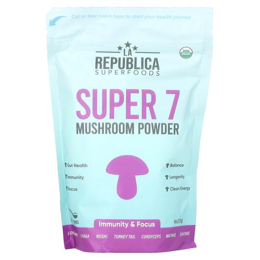 Основне фото товара LA Republica, Super 7 Mushroom Powder, Гриби, 227 г
