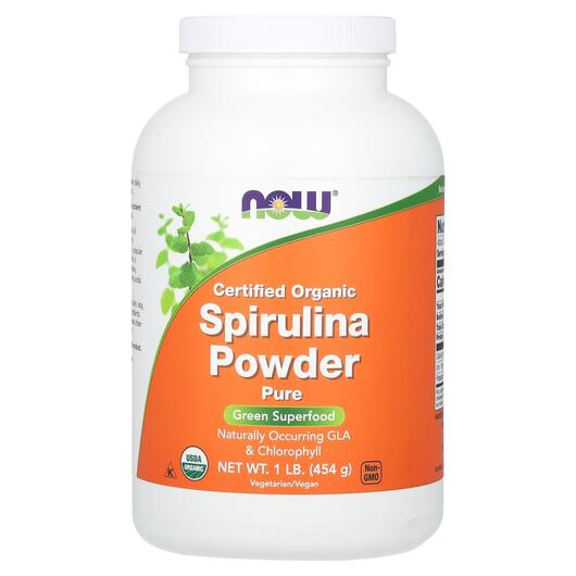 Основне фото товара NOW, Spirulina Powder, Спіруліна Сертифікована, 454 г