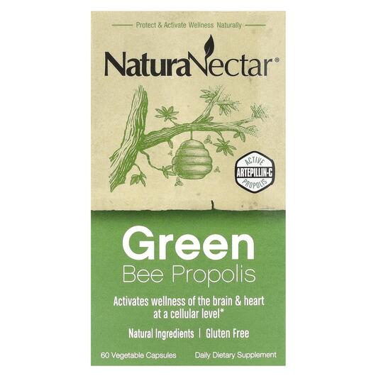 Основне фото товара Natura Nectar, Green Bee Propolis, Прополіс, 60 капсул